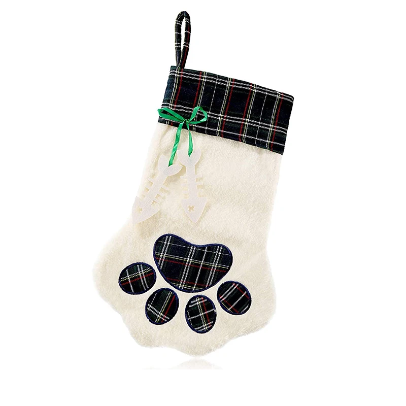 Bas de Noël en coton motif pattes d'animaux