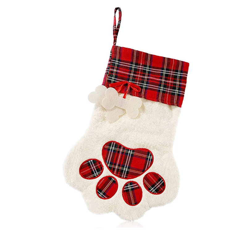 Bas de Noël en coton motif pattes d'animaux