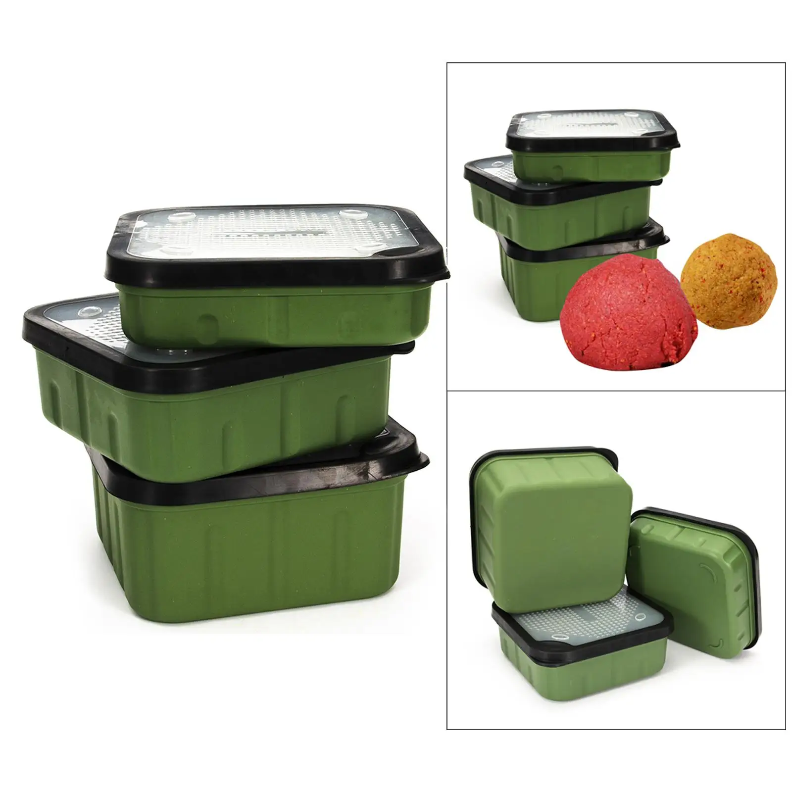 Fishing Maggot Bait Boxes With Breathable Fitting Lids Square Live Bait Storage Box Bloodworms Bait Container Fish Tackle