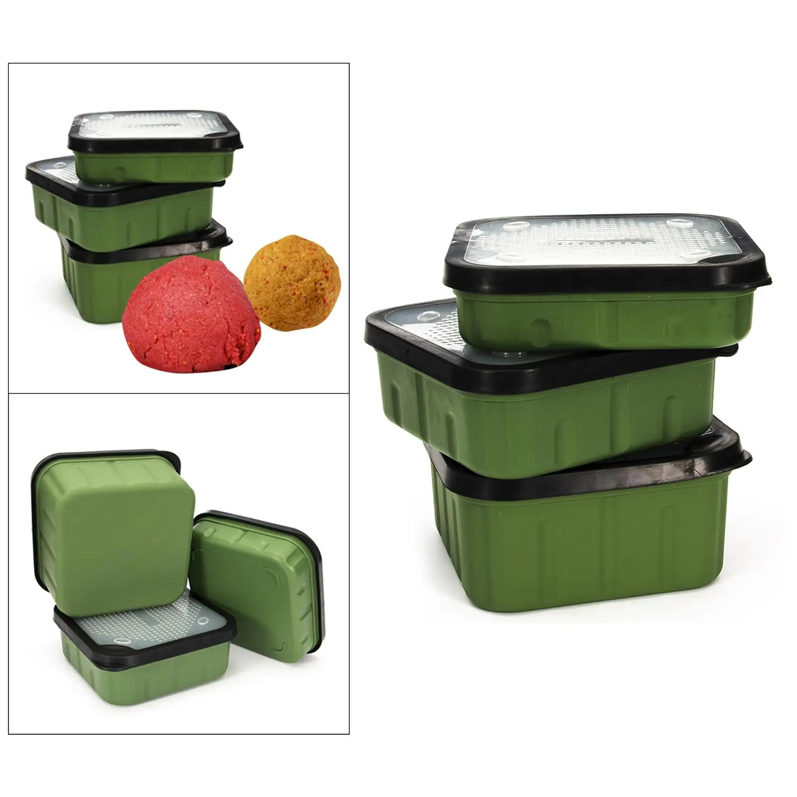 Fishing Maggot Bait Boxes With Breathable Fitting Lids Square Live Bait Storage Box Bloodworms Bait Container Fish Tackle