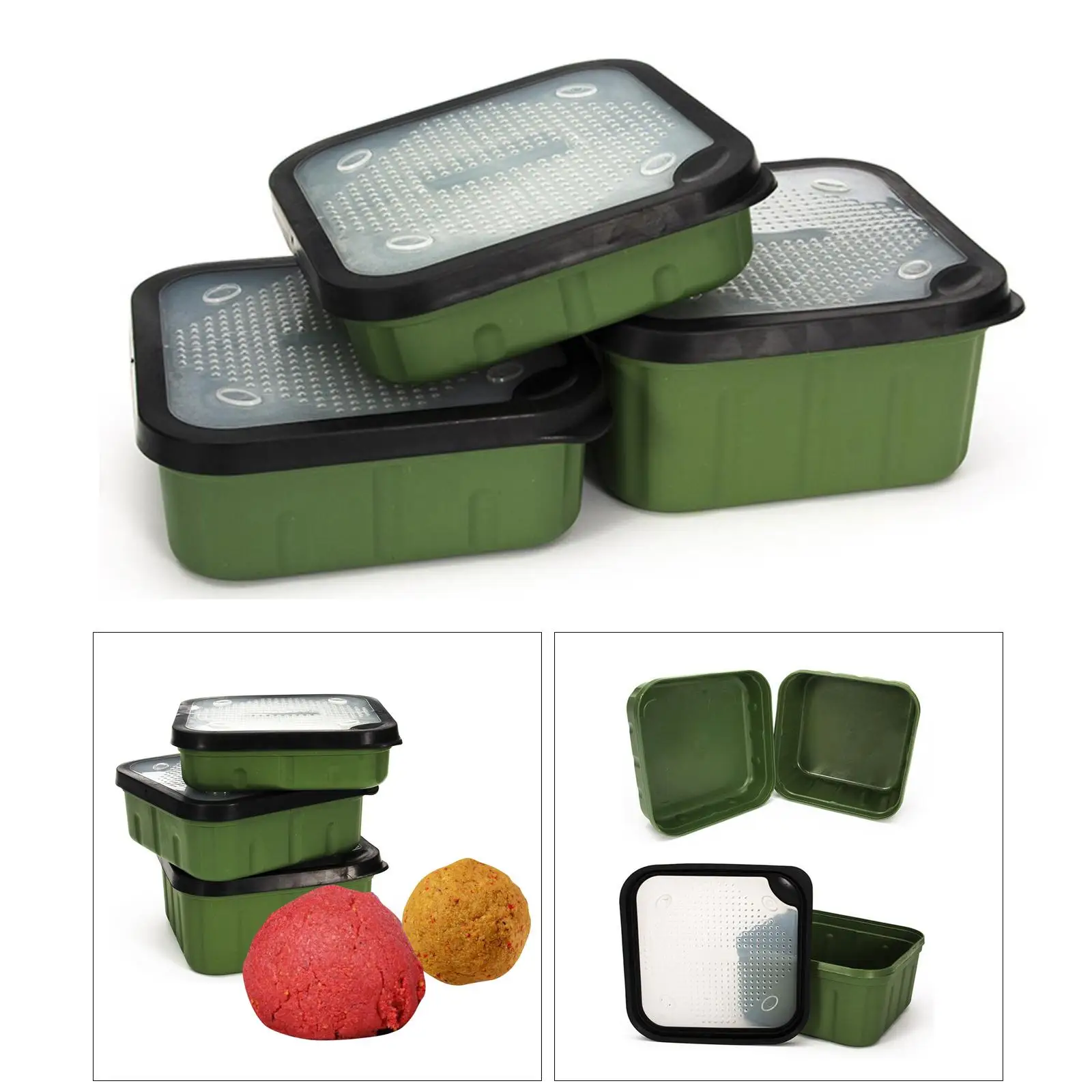 Fishing Maggot Bait Boxes With Breathable Fitting Lids Square Live Bait Storage Box Bloodworms Bait Container Fish Tackle