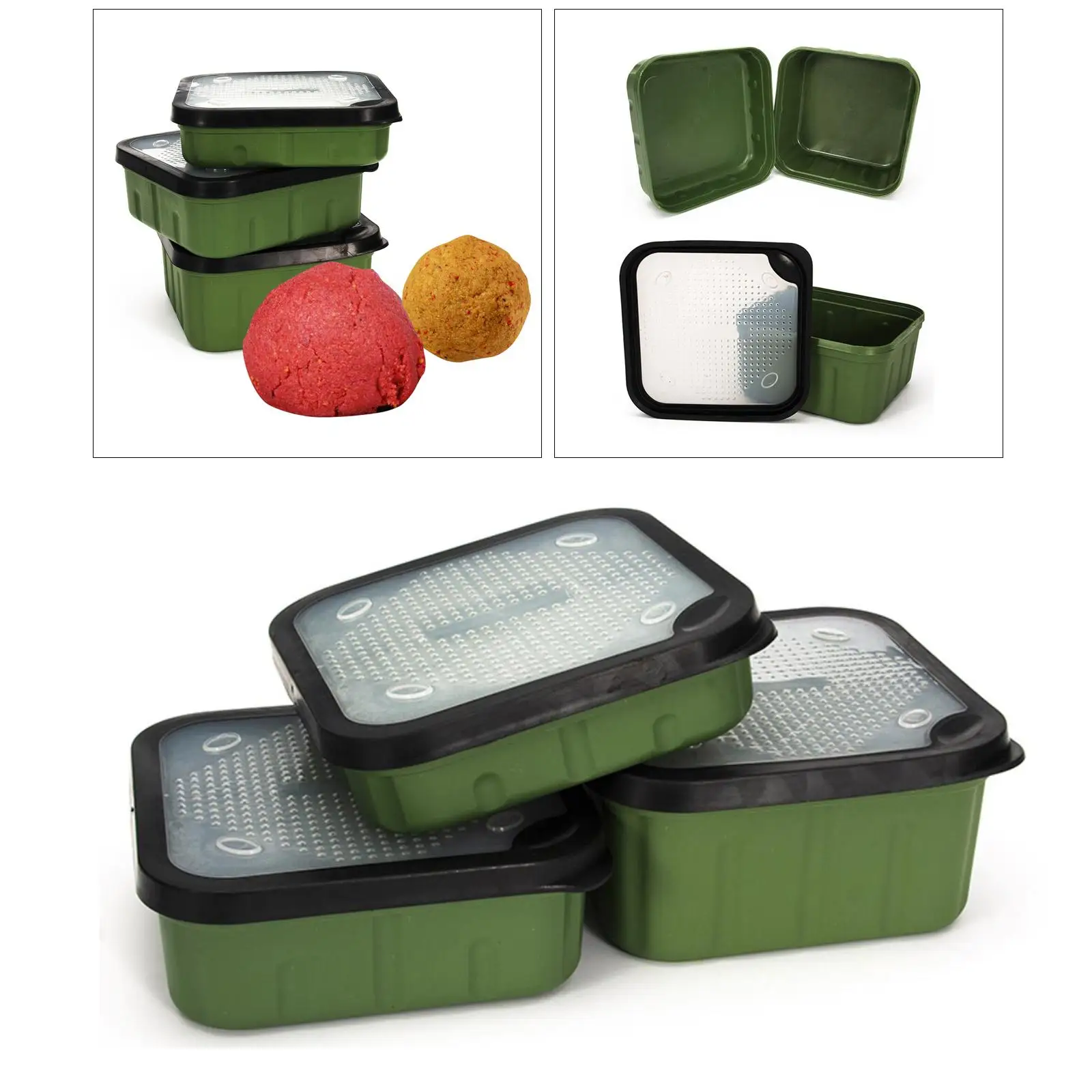 Fishing Maggot Bait Boxes With Breathable Fitting Lids Square Live Bait Storage Box Bloodworms Bait Container Fish Tackle