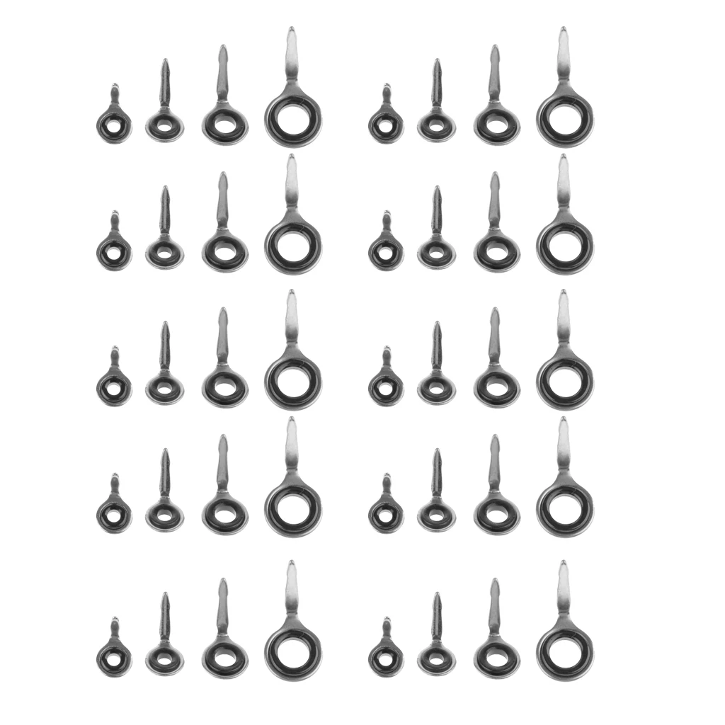 40pcs Fishing Rod Guides Stainless Steel Ceramic Ring Rod Guides Tip Tops Replacement Repair Kit 3# 4# 5# 6# Fishing Accessories