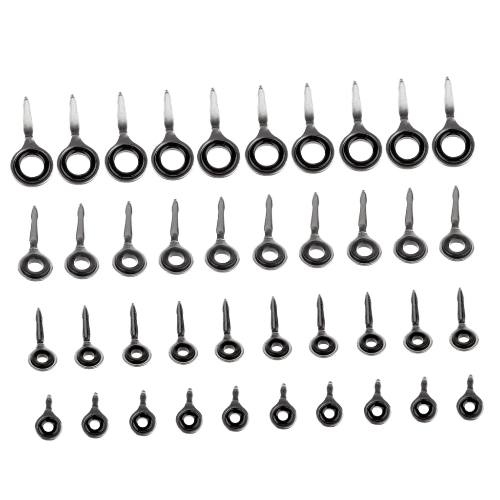 40pcs Fishing Rod Guides Stainless Steel Ceramic Ring Rod Guides Tip Tops Replacement Repair Kit 3# 4# 5# 6# Fishing Accessories